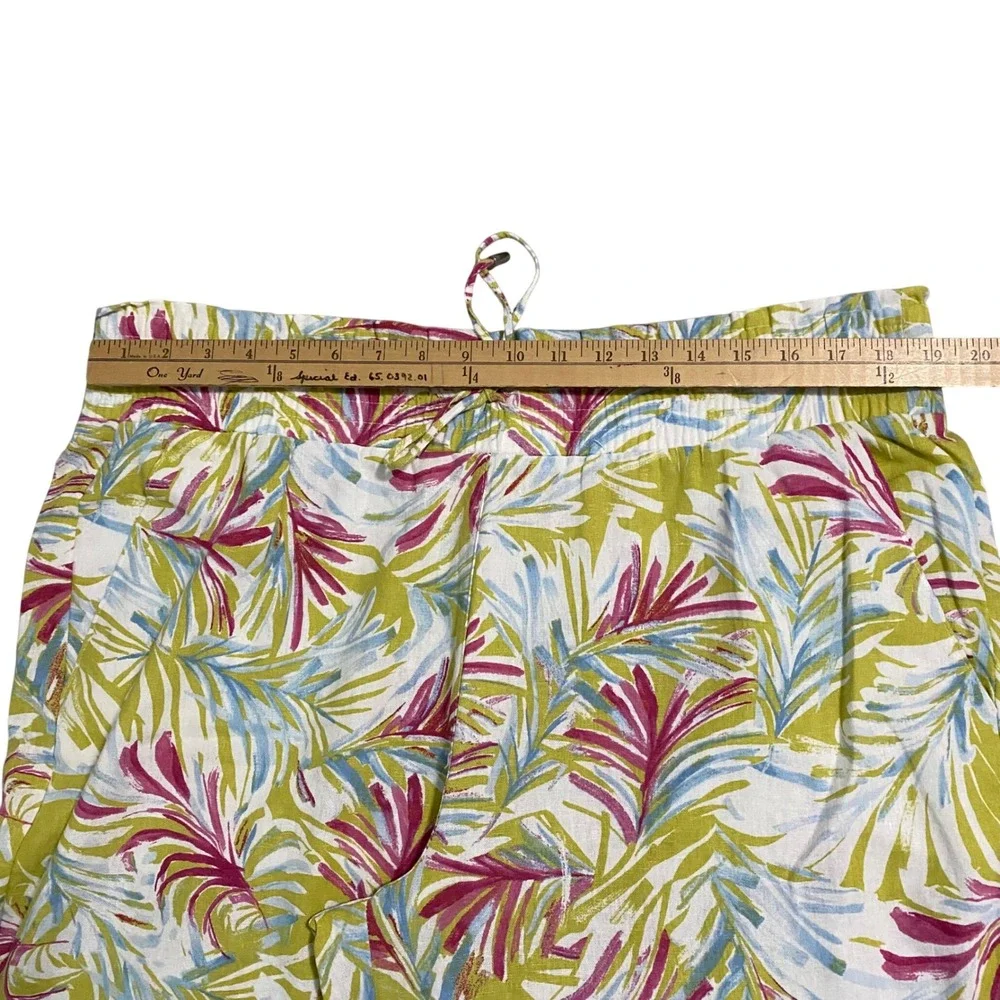 Land 'n Sea Womens XL Tropical Palm Print Linen Blend Wide Leg Pants‎ 312S5625HA